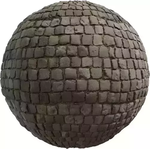 Rounded Basalt Cobblestone Street