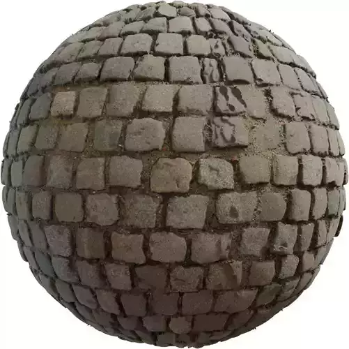 Granite Cobblestone Street With Sand 