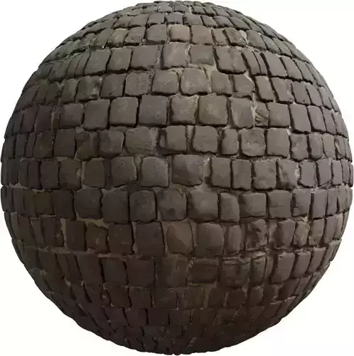 Worn Basalt Cobblestone Street 