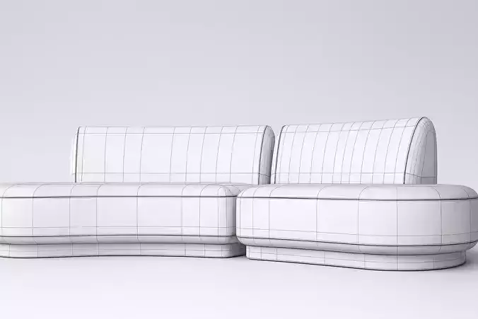 Nuage Sectional Curved Modular Sofa 3D Model