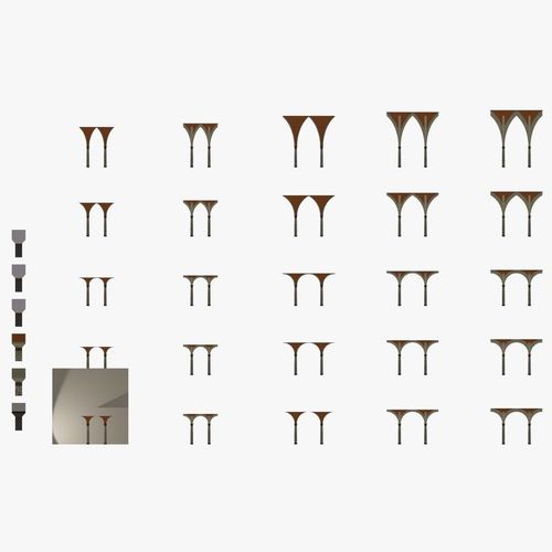 Vaults Collection wooden poles Low-poly 3D model
