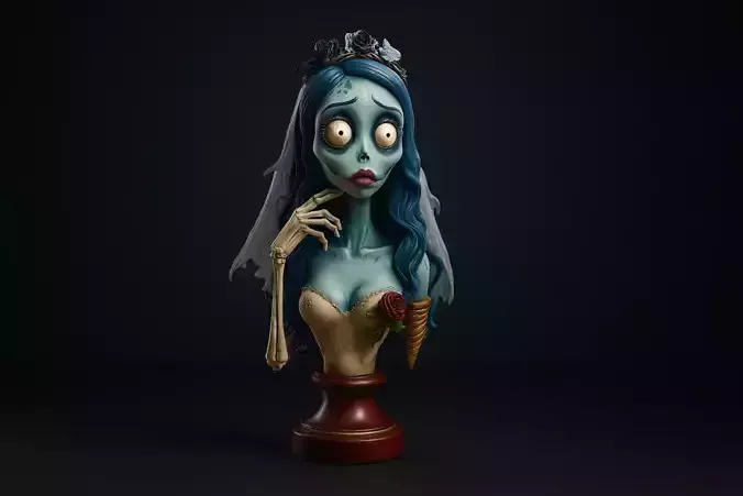 Emily Bride Bust Gothic Figurine Fantasy Undead Wedding Art