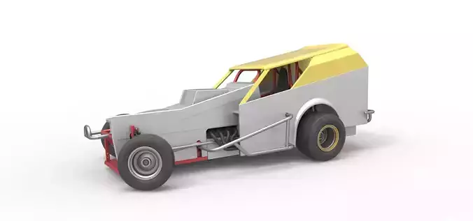 Vintage Dirt Modified stock car V7 while turning  Scale 1 to 25