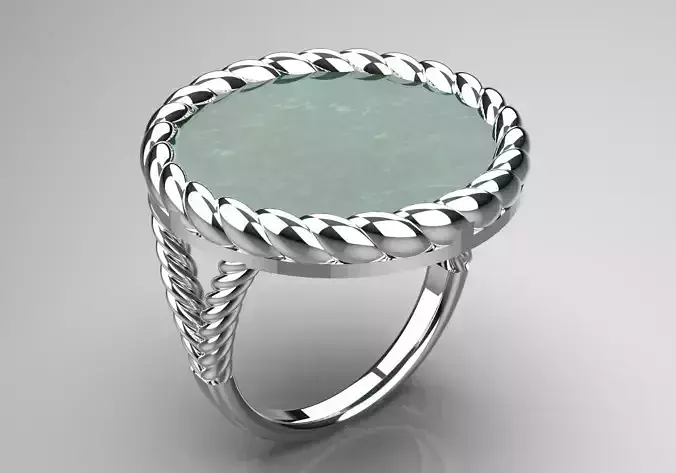 Round stone STL 3D ring with Braided Shank model gr0088