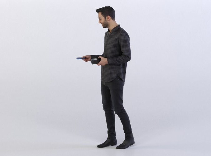 Elias 0381 Man Standing, Holding a Credit Card