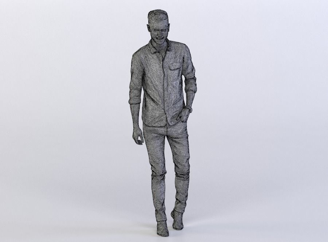 Elias 0378 Man in a Plaid shirt Standing, Arm in a Pocket