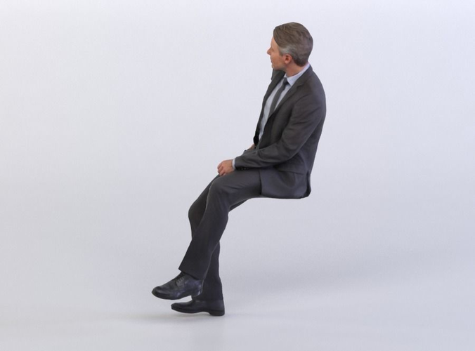 Dennis 0368 Man in a Suit sitting, Arm in a Pocket