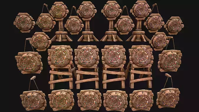 Medieval Wooden Target Dartboard Shooting Range Pack