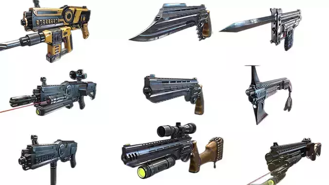 Cyberpunk Weapons Pack - 9 Futuristic Guns