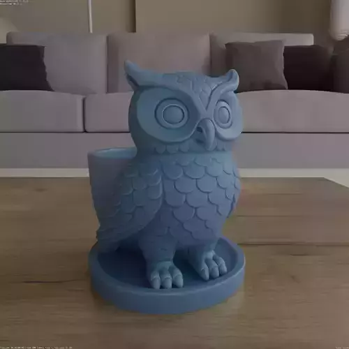 Cute Owl Planter Container 3D Model STL