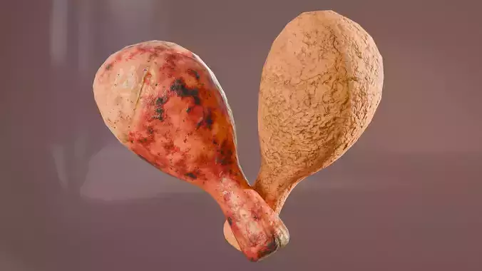 Chicken Drumstick Low Poly 3D Model with LODs