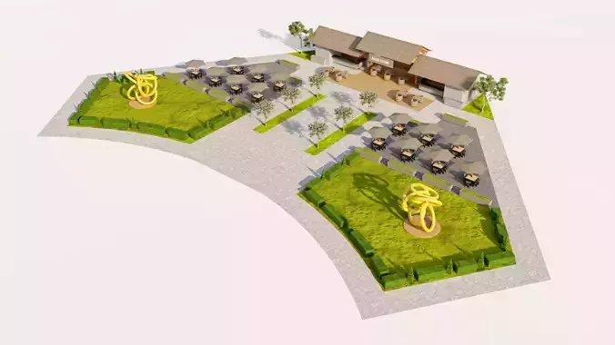 Contemporary Multi Use Park Landscape Scene