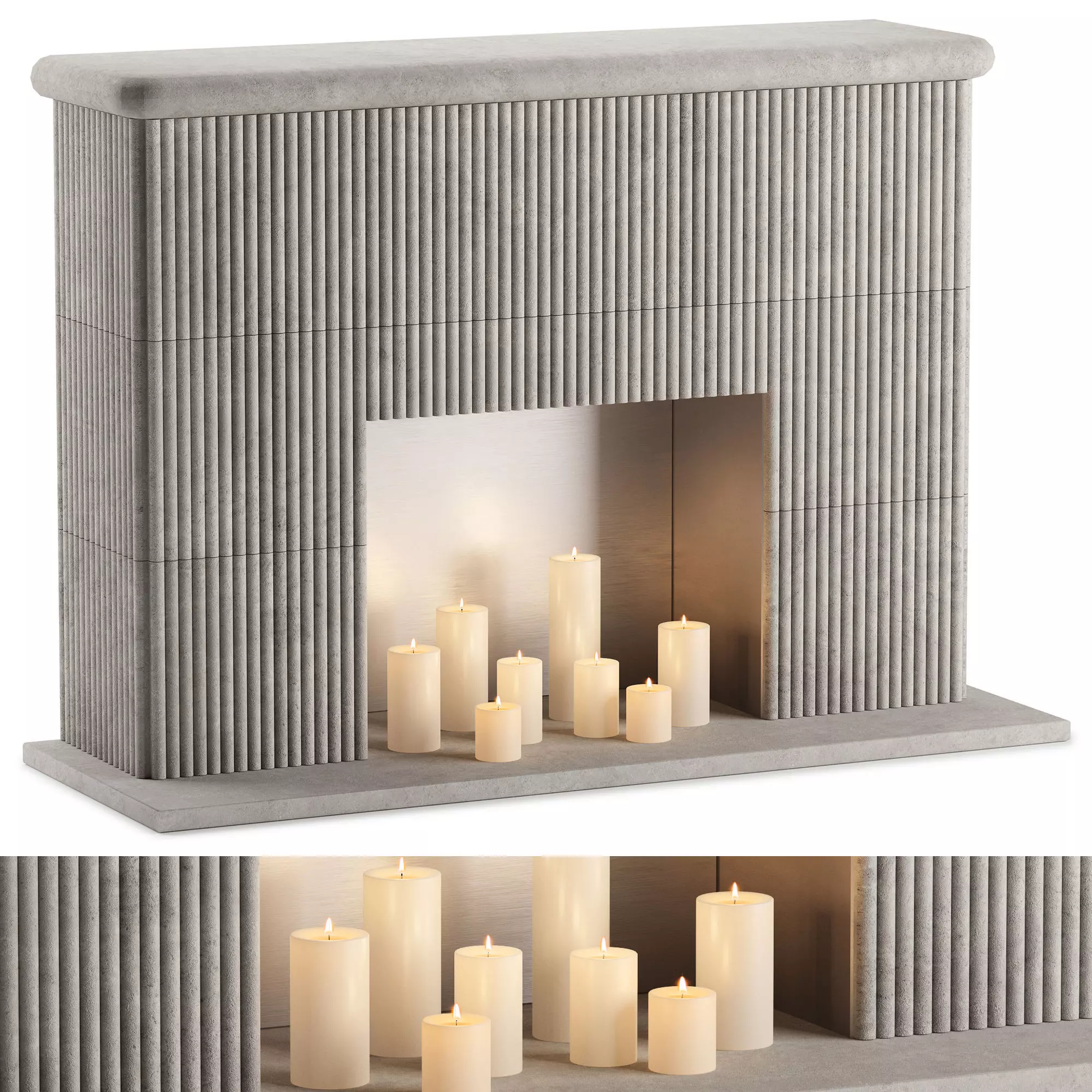 Fireplace with candles 02 3D model