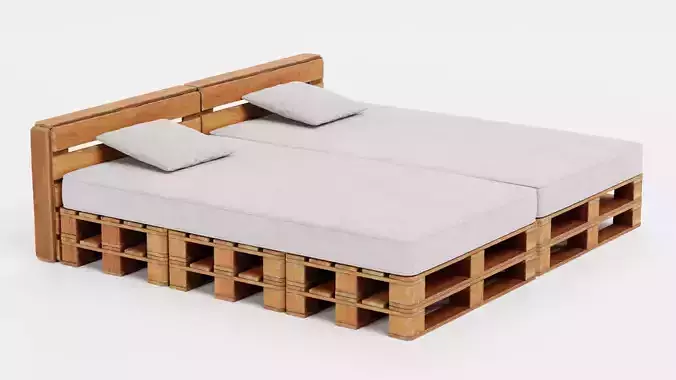 Pallet Furniture - Wooden Lounge Seating Set 3D model 3