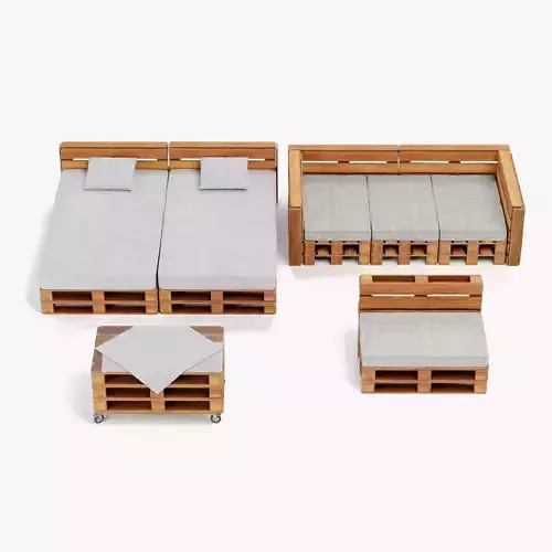 Pallet Furniture - Wooden Lounge Seating Set 3D model