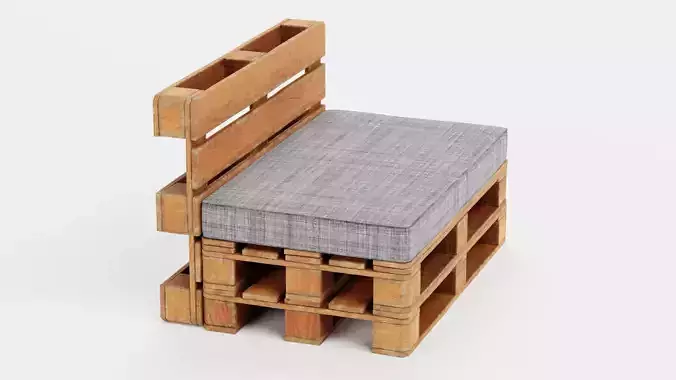 Pallet Chair - Wooden Lounge Seating Furniture 3D model 3