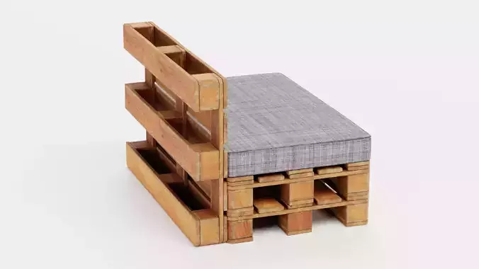 Pallet Chair - Wooden Lounge Seating Furniture 3D model 4
