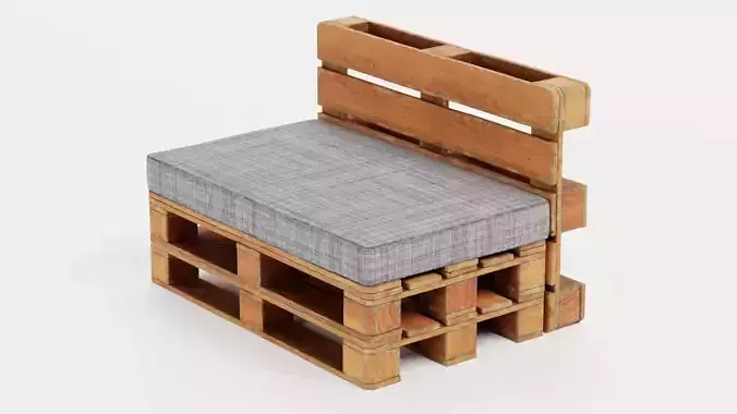 Pallet Chair - Wooden Lounge Seating Furniture 3D model 5