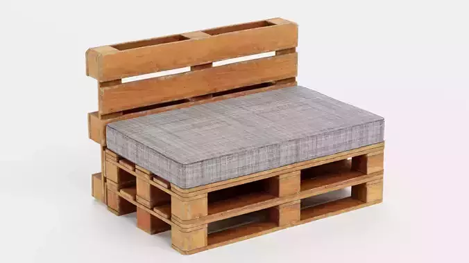 Pallet Chair - Wooden Lounge Seating Furniture 3D model 2