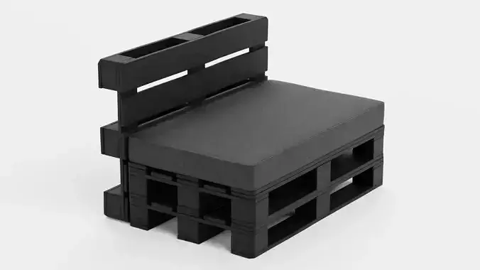 Pallet Chair - Black Lounge Seating Furniture 3D model 3