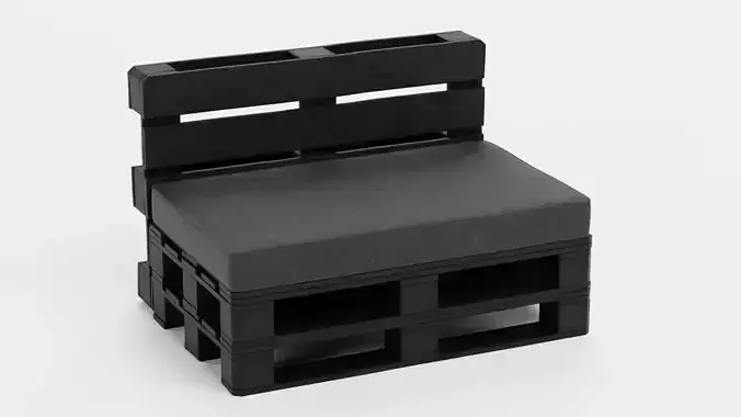 Pallet Chair - Black Lounge Seating Furniture 3D model 2