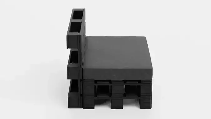 Pallet Chair - Black Lounge Seating Furniture 3D model 4