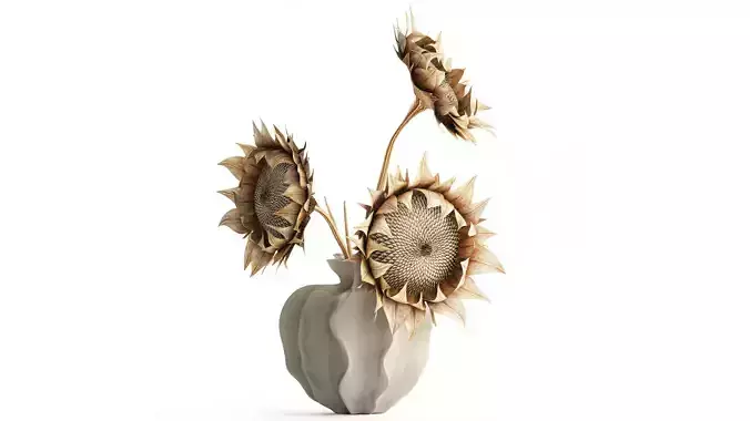 Bouquet dried flower branches sunflower vase decor new