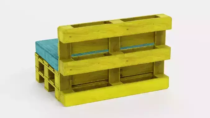 Pallet Chair - Yellow Lounge Seating Furniture  3D model 5