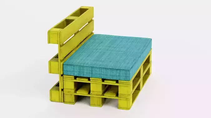 Pallet Chair - Yellow Lounge Seating Furniture  3D model 3