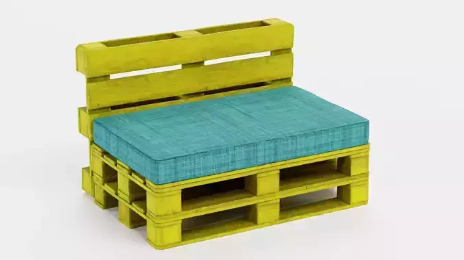 Pallet Chair - Yellow Lounge Seating Furniture  3D model 2