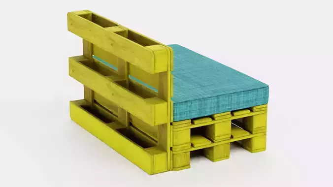 Pallet Chair - Yellow Lounge Seating Furniture  3D model 4