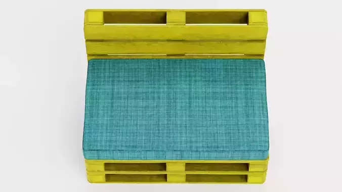 Pallet Chair - Yellow Lounge Seating Furniture  3D model 6