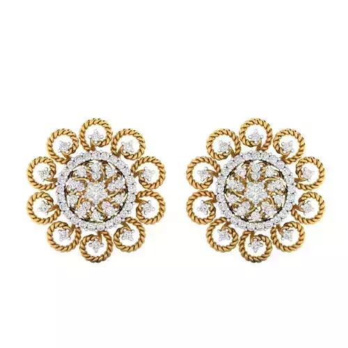 Diamond Studs Earrings Render 3dm STL SLC JCD OBJ FBX Details