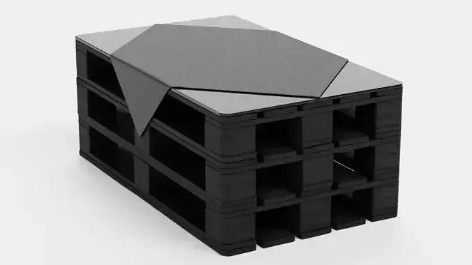 Pallet Table - Black Lounge Furniture 3D model 2