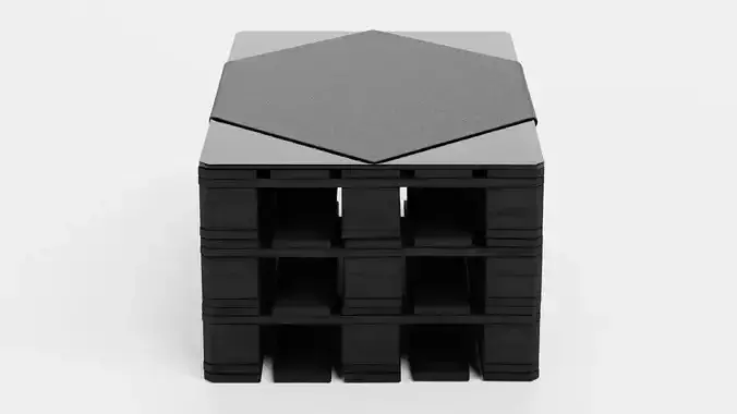 Pallet Table - Black Lounge Furniture 3D model 4