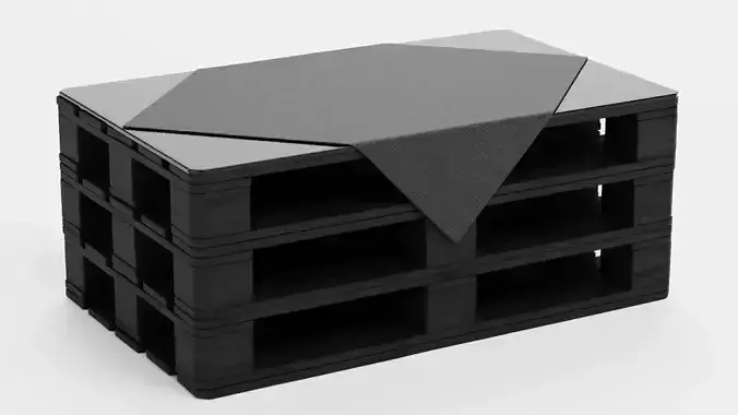 Pallet Table - Black Lounge Furniture 3D model 7