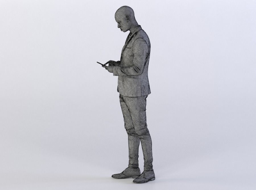 Christopher 0436 Man in a Suit Typing on a Phone 3D model_5