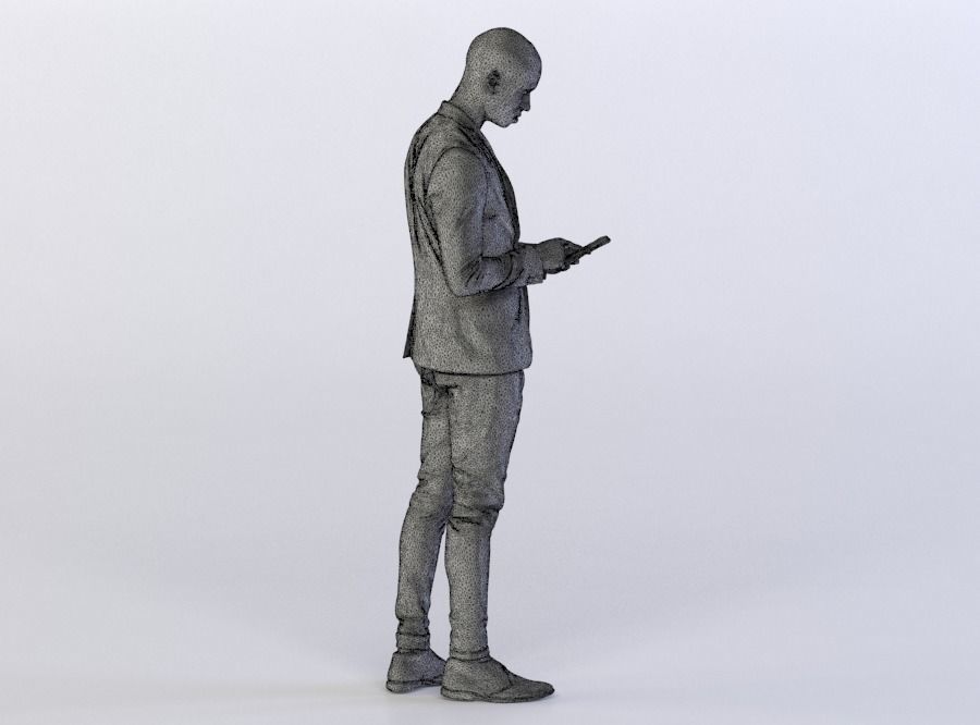 Christopher 0436 Man in a Suit Typing on a Phone 3D model_7