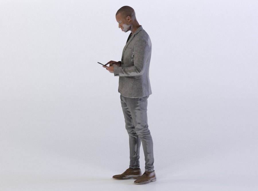 Christopher 0436 Man in a Suit Typing on a Phone 3D model_1