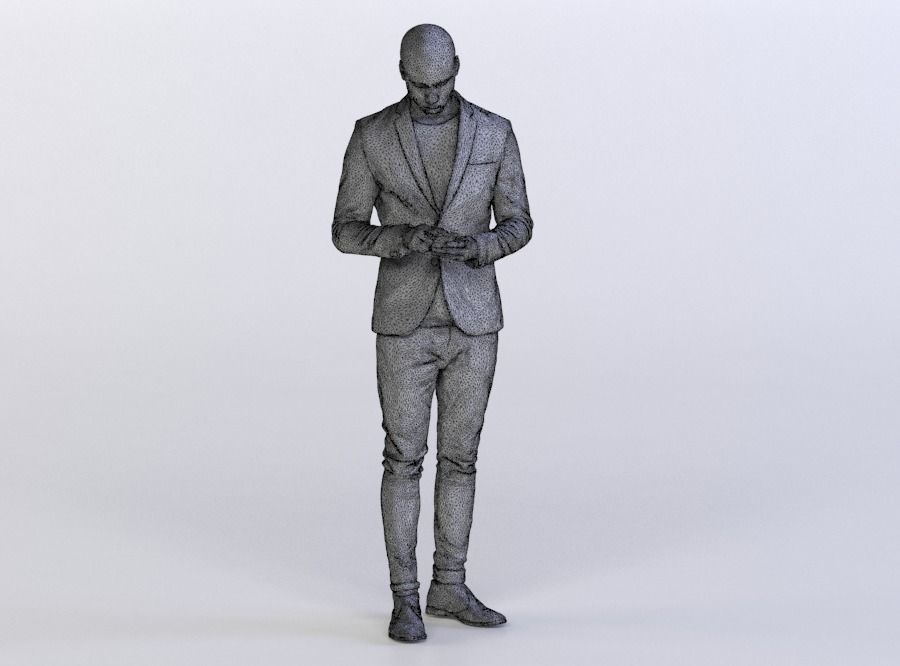 Christopher 0436 Man in a Suit Typing on a Phone 3D model_4