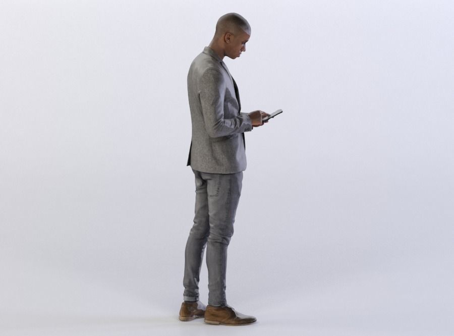 Christopher 0436 Man in a Suit Typing on a Phone 3D model_3