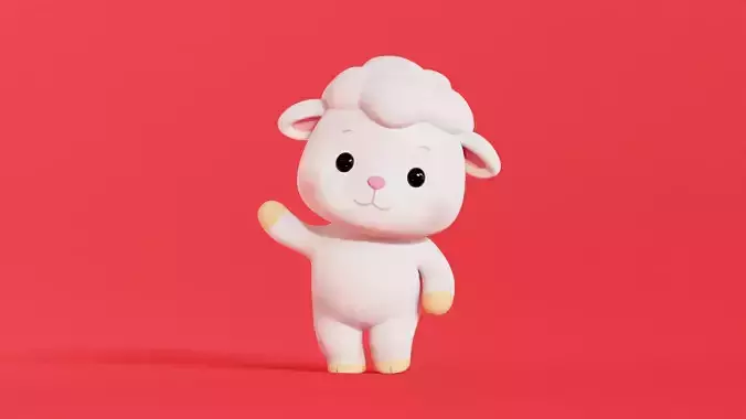 Sheep Cartoon Character Rigged Animated  Chibi Kawaii