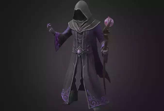Shadow Mage Hooded Dark Sorcerer Purple