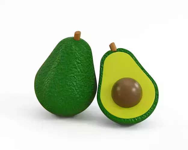 Cartoon Avocado Low-poly 3D model 3