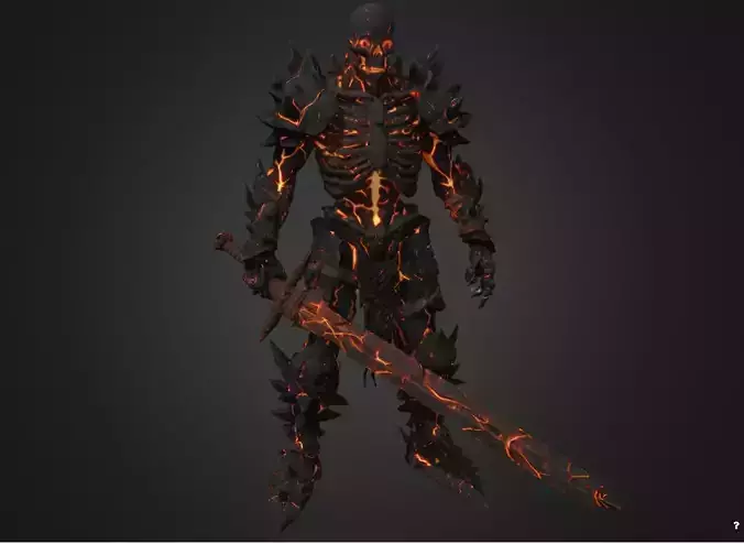 Fire Death Knight Glowing Skeleton Warrior