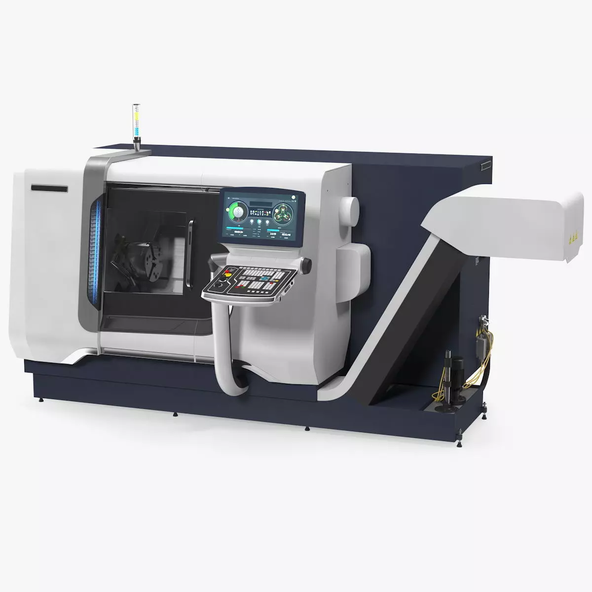 CNC Lathe Universal Turning Center Rigged Free 3D model