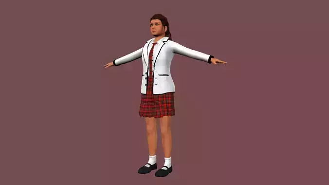 Female Student Rigged and Skinned with Blend shapes