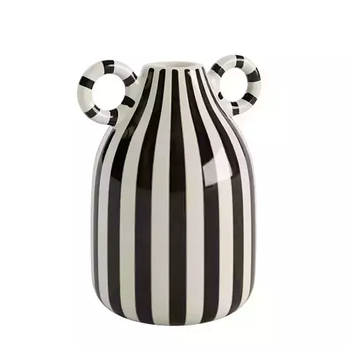 Vase with black and white stripes