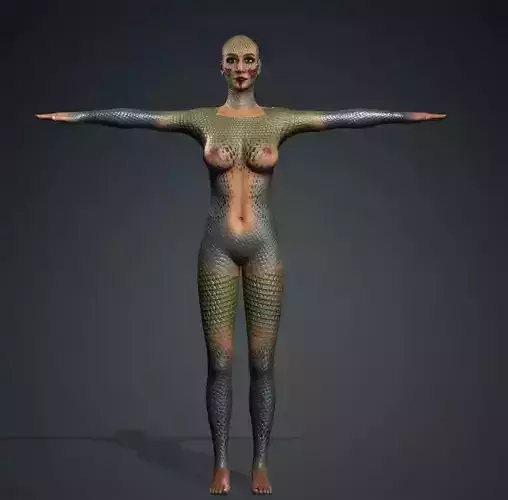 Rigged Alien Female Character SciFi 3D Model