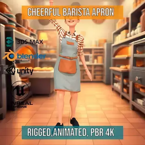 Cheerful Barista Apron model pack